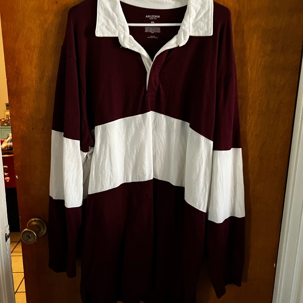 Arizona Jean Company Maroon and White Long Sleeve Shirt